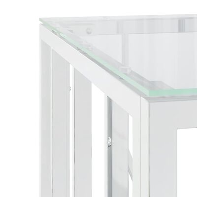 vidaXL Sohvapöytä hopea 50x50x50 cm ruostumaton teräs ja lasi