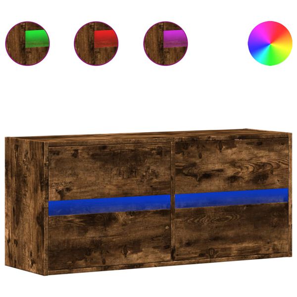 vidaXL TV-seinäkaappi LED-valoilla savutammi 100x31x45 cm