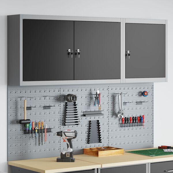 vidaXL Ty&ouml;kalukaappi ja pegboard-setti 5 pcs Musta 150 x 20 x 115 cm