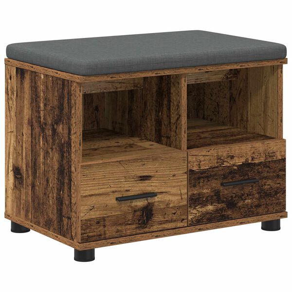 vidaXL Halli penkki tyynyll&auml; laatikon kanssa Vanha puu 60 x 38 x 46 cm