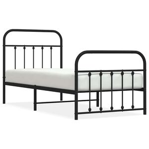 vidaXL Metallinen s&auml;ngynrunko p&auml;&auml;dyill&auml; musta 90x190 cm
