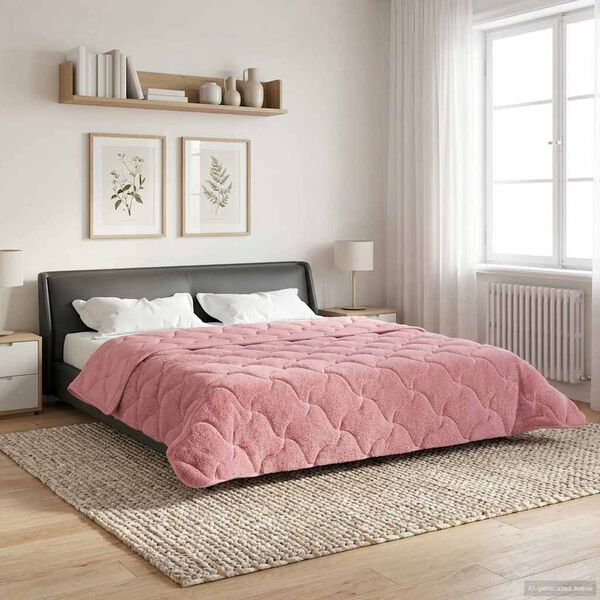 vidaXL Kes&auml;peitto Pinkki 200 x 240 cm Mikrokuitu ja teddy fleece