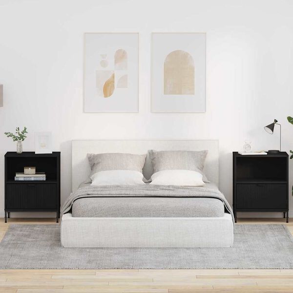 vidaXL Y&ouml;p&ouml;yt&auml;kaappi 2 pcs Musta 49 x 36 x 61 cm Tekninen puu