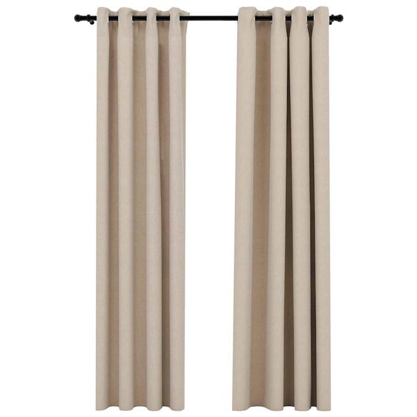 vidaXL Pellavamaiset pimennysverhot renkailla 2 kpl beige 140x225 cm