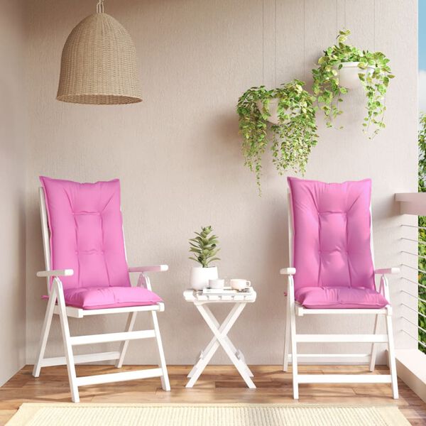 vidaXL Ulkotuolin tyynyt 2 kpl pinkki 120x50x7 cm kangas