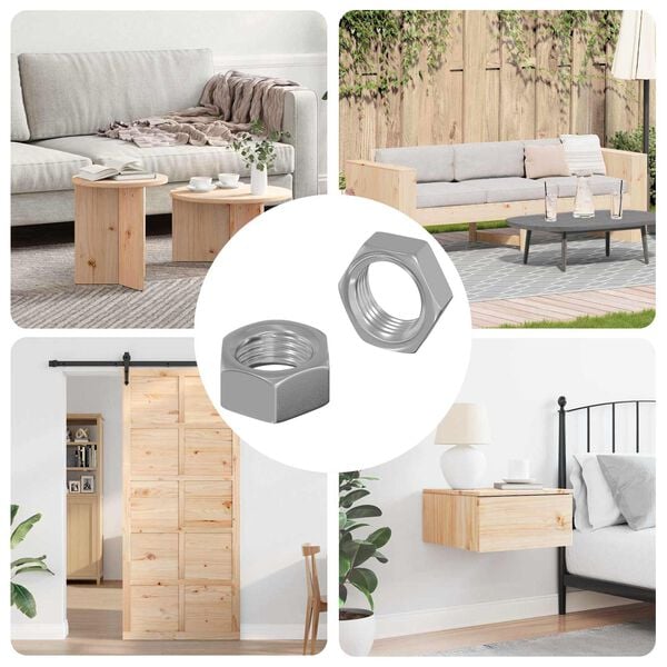 vidaXL Kuusiokolomutterit 2 pcs Hopea M6 Ter&auml;s