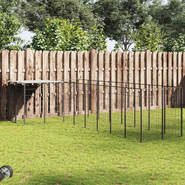 vidaXL Koiranhäkki musta 6,05 m² teräs