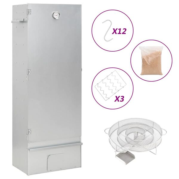 vidaXL BBQ Savustinuuni kylm&auml;savustingeneraattorilla galvanoitu ter&auml;s