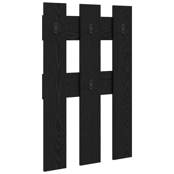 vidaXL Sein&auml;lle asennettava takkihylly Musta tammi. 65 x 3 x 100 cm