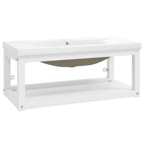 vidaXL Kylpyhuoneen pesualtaan runko pesualtaalla valkoinen rauta