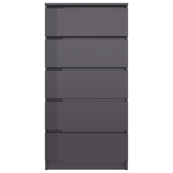vidaXL Lipasto korkeakiilto harmaa 60x35x121 cm lastulevy