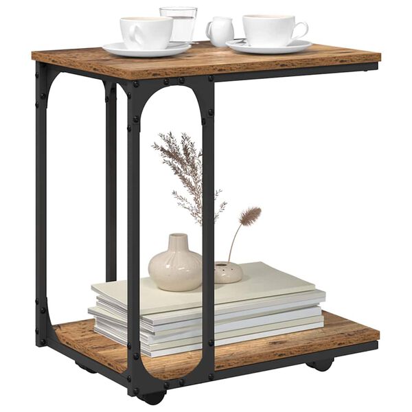 vidaXL Sivup&ouml;yt&auml; hyllyll&auml; Vanha puu 50 x 35 x 55.5 cm Tekninen puu