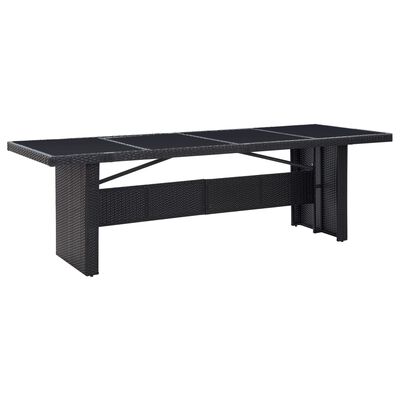 vidaXL Puutarhapöytä musta 240x90x74 cm polyrottinki ja lasi