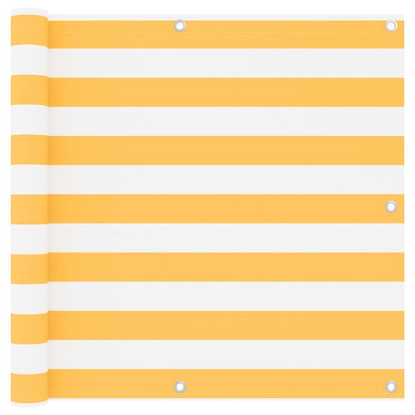 vidaXL Parvekkeen suoja valkoinen ja keltainen 90x500 cm Oxford kangas