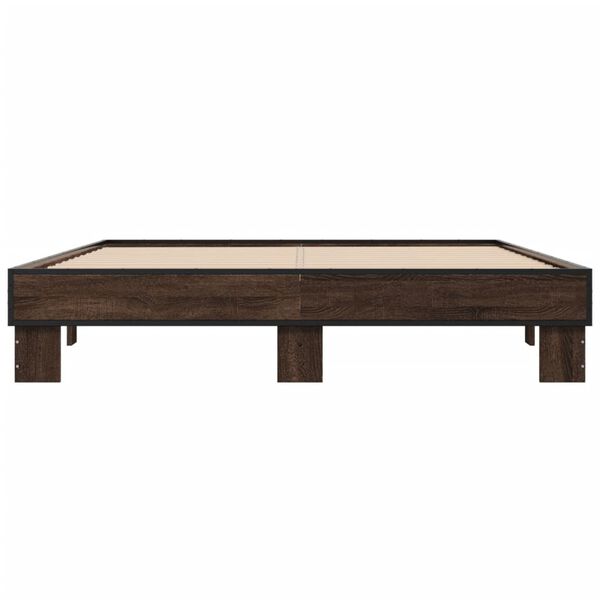 vidaXL S&auml;ngynrunko ruskea tammi 150x200 cm tekninen puu ja metalli