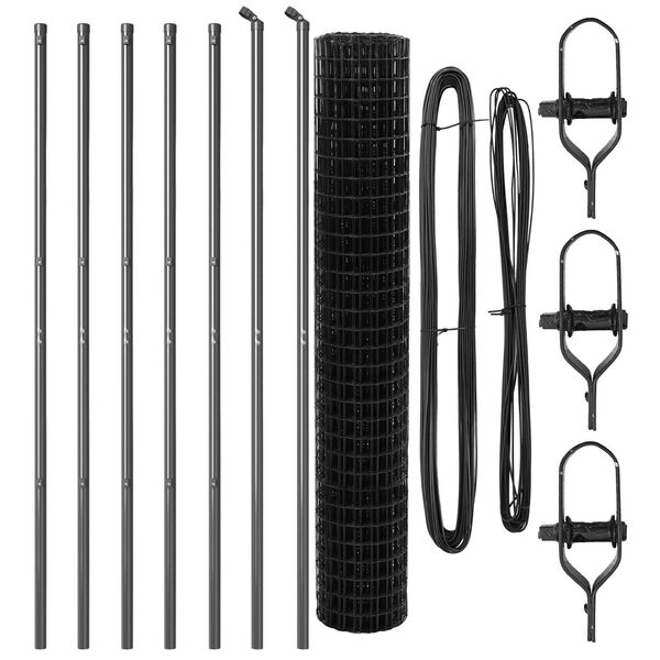 vidaXL Aita paalujen kanssa Harmaa 1.5 x 10 m Ter&auml;s