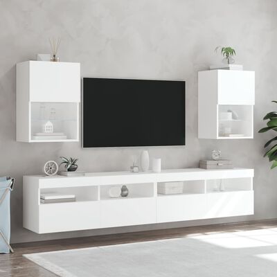 vidaXL TV-kaapit LED-valoilla 2 kpl valkoinen 40,5x30x60 cm