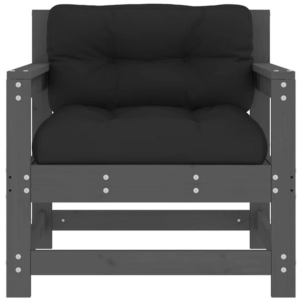 vidaXL Puutarhatuolit tyynyillä 2 kpl harmaa täysi mänty