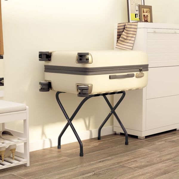 vidaXL Matkalaukkuteline musta 56x40x49 cm