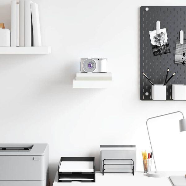 vidaXL Kelluva sein&auml;hylly korkeakiilto valkoinen 23x23,5x3,8 cm MDF