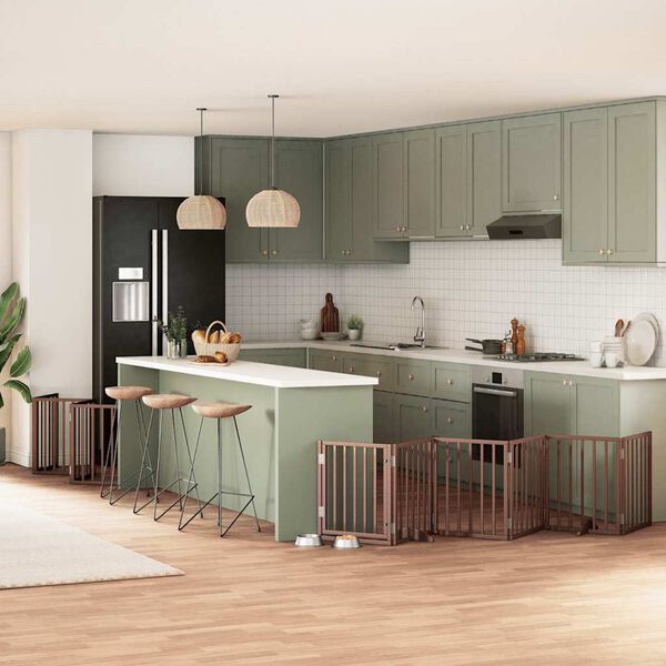 vidaXL Koiraportti kokoontaittuva 15 paneelia ruskea 750 cm poppelipuu