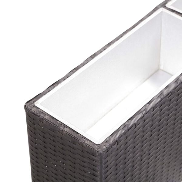 vidaXL Korotettu kukkalaatikko 2 ruukulla 90x20x40cm polyrottinki mus.