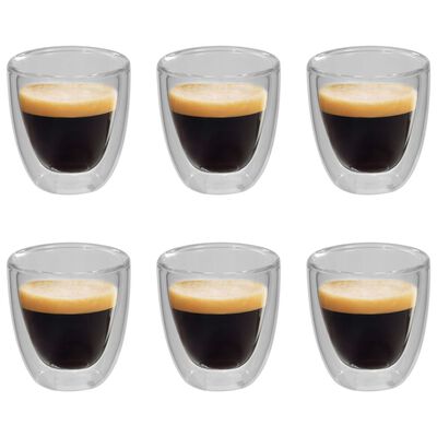 vidaXL Tuplaseinäiset lämpölasit espressokahville 6 kpl 80 ml