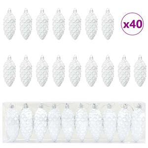 vidaXL Joulukuusen k&auml;pypallo 40 kpl Valkoinen 4 x 9 cm Muovi