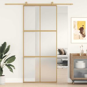 vidaXL Liukuovi kulta 90x205 cm himme&auml; ESG-lasi ja alumiini