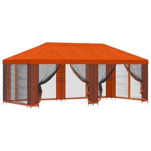 vidaXL Puutarhamaja sivuseinill&auml; 6 x 3 m Oranssi Polyesteri ja ter&auml;s