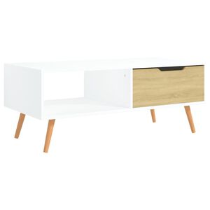 vidaXL Sohvap&ouml;yt&auml; valkoinen ja Sonoma-tammi 100x49,5x43 cm lastulevy