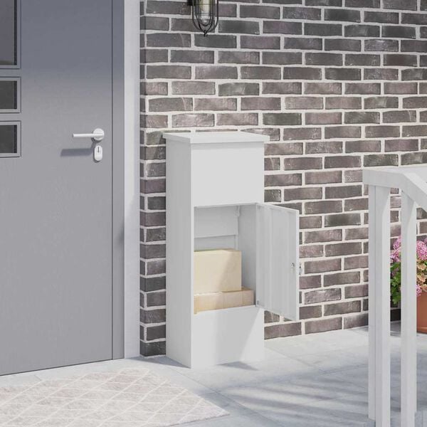 vidaXL Pakettipostilaatikko Valkoinen 44.5 x 29 x 110.5 cm Ter&auml;s