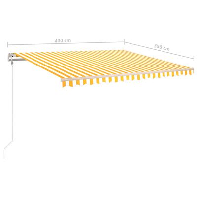 vidaXL Manuaalisesti kelattava markiisi LED-valot 4x3,5 m keltavalk.