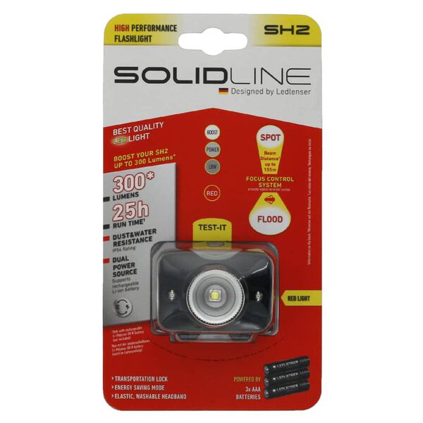 SOLIDLINE LED-otsalamppu SH2 300 lm punainen valo