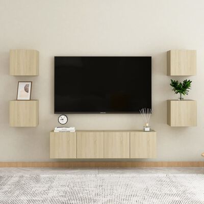 vidaXL Seinäkiinnitettävä TV-taso Sonoma-tammi 30,5x30x30 cm