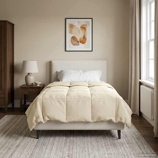 vidaXL Koko Vuoden Peitto Quiltottu Kerma 155 x 200 cm Mikrokuitu