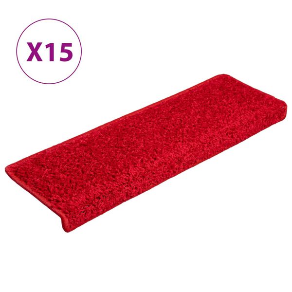 vidaXL Portaiden matot 15 kpl 65x21x4 cm punainen suorakaiteen muotoinen reuna
