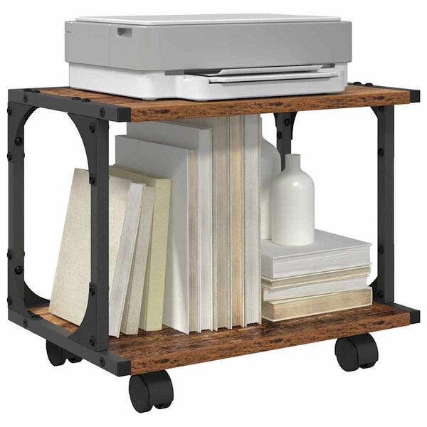 vidaXL Tulostinpidike Vanha Puu 41 x 28 x 33.5 cm Tekninen puu