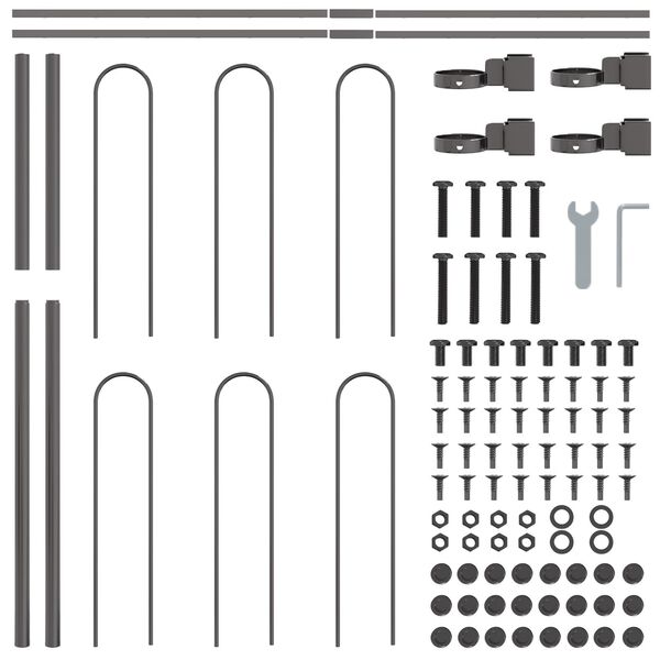 vidaXL Puutarha-aita Harmaa 1.7 x 1 m Jauhemaalattu teräs