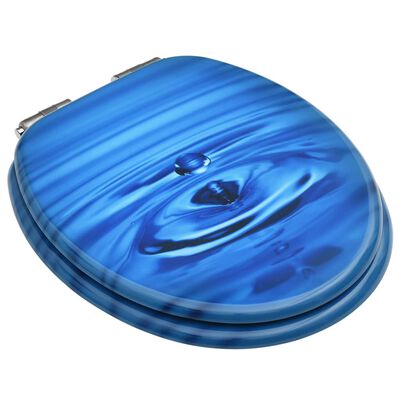 vidaXL WC-istuin soft close -kannella MDF sininen vesipisarakuvio