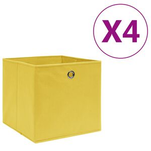 vidaXL S&auml;ilytyslaatikot 4 kpl kuitukangas 28x28x28 cm keltainen