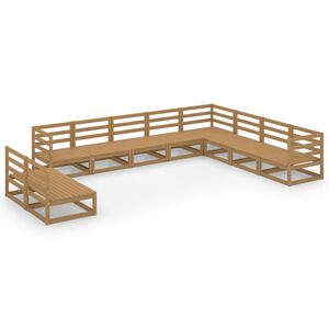 vidaXL 10-osainen puutarhasohvasarja hunajanruskea t&auml;ysi m&auml;nty