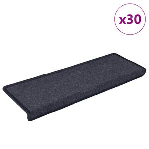 vidaXL Porrasmatot 30 kpl 65x21x4 cm tummanharmaa ja sininen suorakaiteen muotoinen reuna