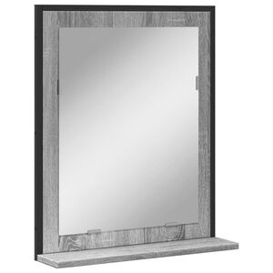 vidaXL Kylpyhuonepeili hyllyll&auml; harmaa Sonoma 50x12x60 cm tekninen puu