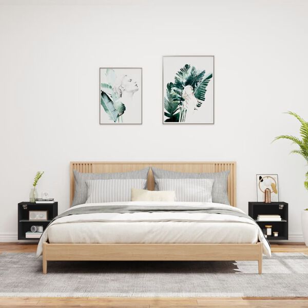 vidaXL Y&ouml;p&ouml;yd&auml;t LED-valoilla sein&auml;kiinnitett&auml;v&auml;t 2 kpl musta