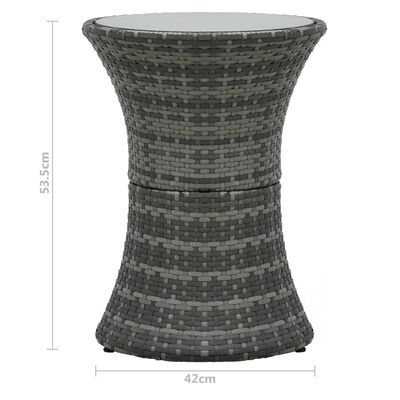 vidaXL Puutarhan sivupöytä rummun muotoinen harmaa polyrottinki