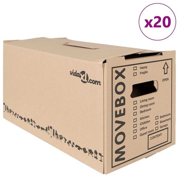 vidaXL Muuttolaatikko 20 pcs Luonnollinen 59 x 31,5 x 31,5 cm Kartonki