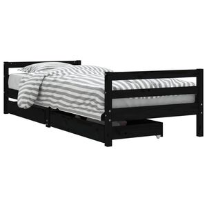 vidaXL Lasten s&auml;ngynrunko laatikoilla musta 80x200 cm t&auml;ysi m&auml;nty