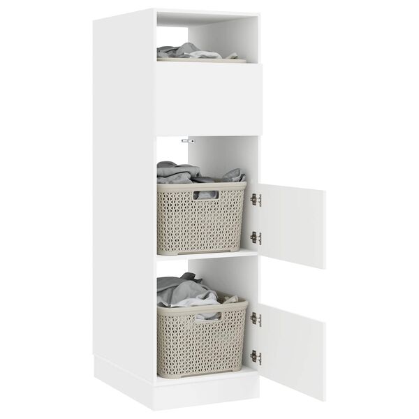 vidaXL Pyykkikaappi s&auml;ilytystilassa ovella Valkoinen Tekninen puu