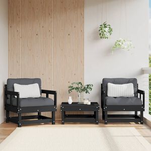 vidaXL Puutarhatuolit 2 kpl musta t&auml;ysi m&auml;nty